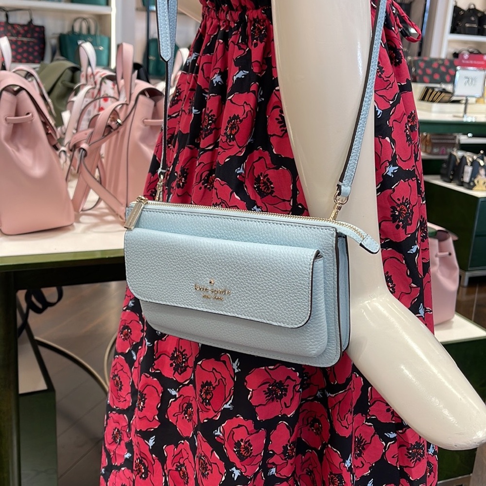 NWT Kate Spade Leila Small Crossbody K8284 
Leather Dewy Blue 
NWT - Picture 3 of 16